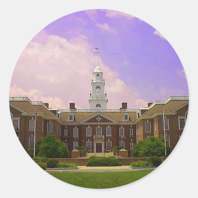 Legislative Hall Delaware State Capitol in Dover Classic Round Sticker (Front)