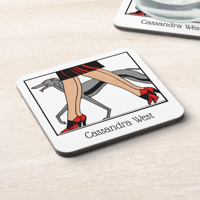 Legs Art Deco Women Greyhound Whippet Dog R Coaster (Left Side)
