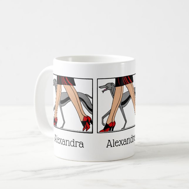 Legs Art Deco Women Greyhound Whippet Dog R Coffee Mug (Front Left)