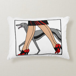 Legs Art Deco Women Greyhound Whippet Dog R Decorative Cushion