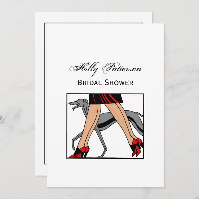 Legs Art Deco Women Greyhound Whippet Dog R Invitation (Front/Back)