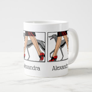 Legs Art Deco Women Greyhound Whippet Dog R Large Coffee Mug