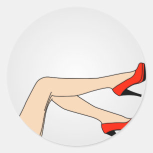 Legs of a woman wearing red stilettos classic round sticker