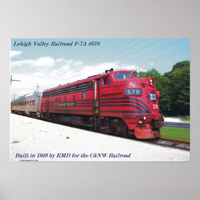Lehigh Valley Railroad F-7A #578 at Cape May N. J. Poster (Front)