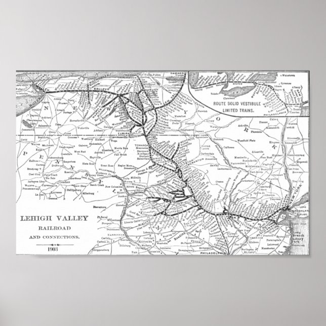 Lehigh Valley Railroad Map 1903  Poster (Front)