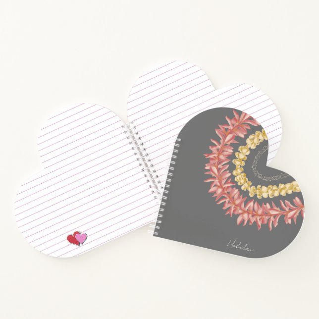 Lei Day - Dove, Personalised Heart Notebook (Inside)