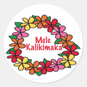 Lei Hawaiian Christmas Classic Round Sticker