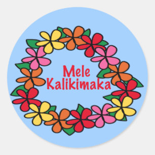 Lei Hawaiian Christmas Classic Round Sticker