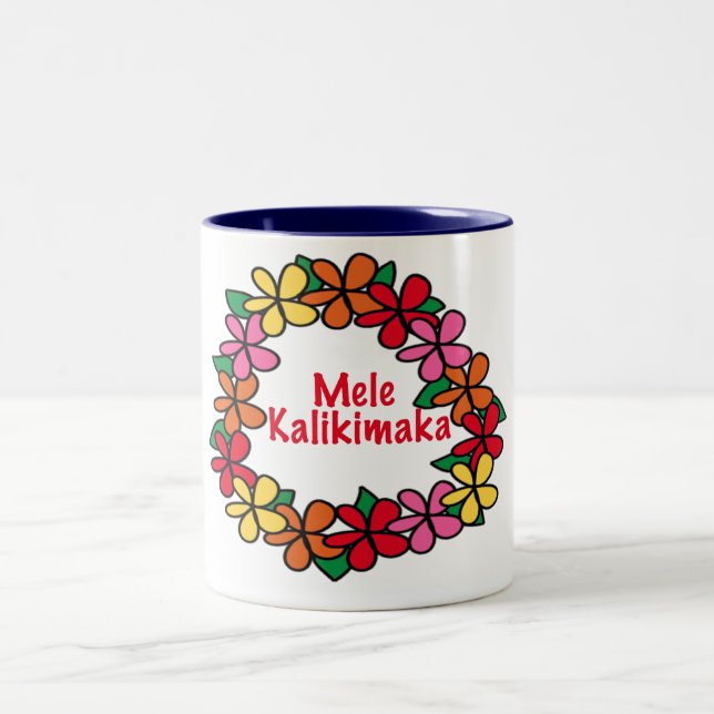 Lei Hawaiian Christmas Two-Tone Coffee Mug (Center)