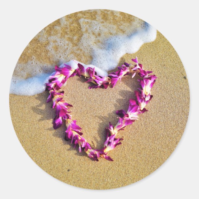 Lei Heart Classic Round Sticker (Front)