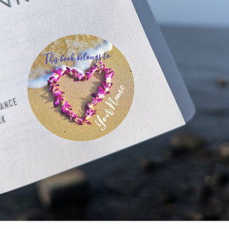 Lei Heart Customisable Book Sticker