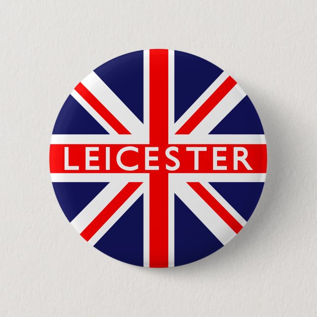 Leicester : British Flag 6 Cm Round Badge (Front)