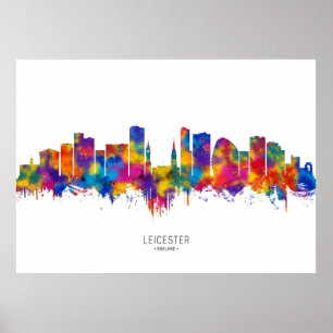 Leicester England Skyline Poster
