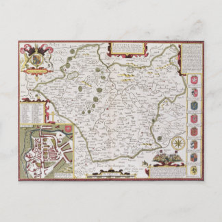 Leicester, engraved by Jodocus Hondius Postcard