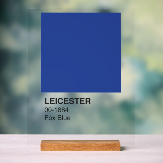 Leicester Fox Blue - Clear Background Acrylic Sign (Neutral)