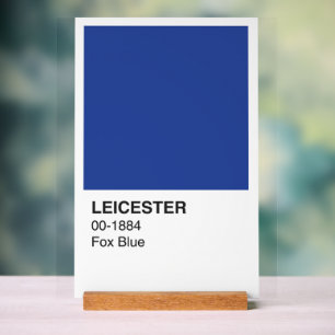 Leicester Fox Blue - White Background Acrylic Sign