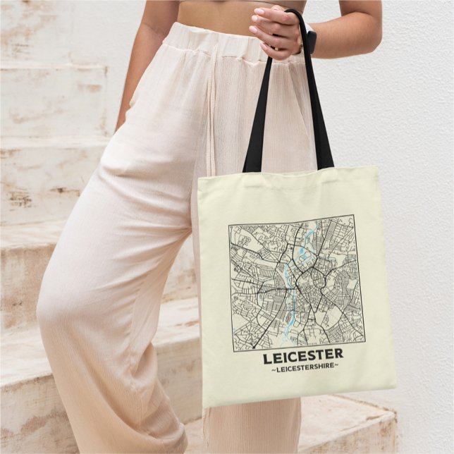 Leicester, Leicestershire City Map Tote Bag (Creator Uploaded)