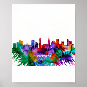 Leicester Skyline Poster