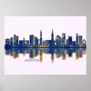 Leicester Skyline Poster