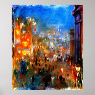 Leicester Square at Night, London Poster