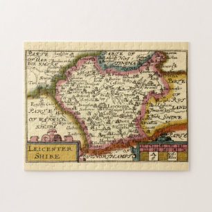 Leicestershire County England Old Antiquarian Map Jigsaw Puzzle
