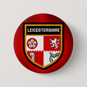Leicestershire Flag 6 Cm Round Badge