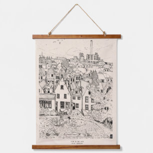 Leiden South Holland Netherlands Pen Ink Drawing Hanging Tapestry