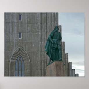 Leif Erikson, Hallgrimskirkja, Reykjavik, Iceland Poster