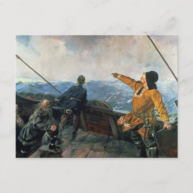 Leif Eriksson  sights land in America, 1893 Postcard (Front)