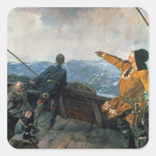 Leif Eriksson  sights land in America, 1893 Square Sticker