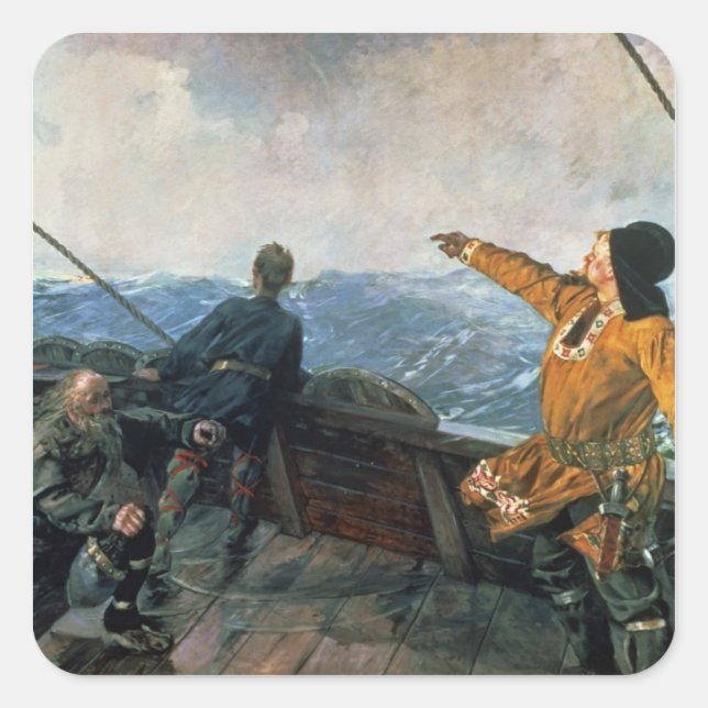 Leif Eriksson  sights land in America, 1893 Square Sticker (Front)