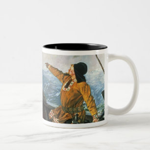 Leif Eriksson  sights land in America, 1893 Two-Tone Coffee Mug