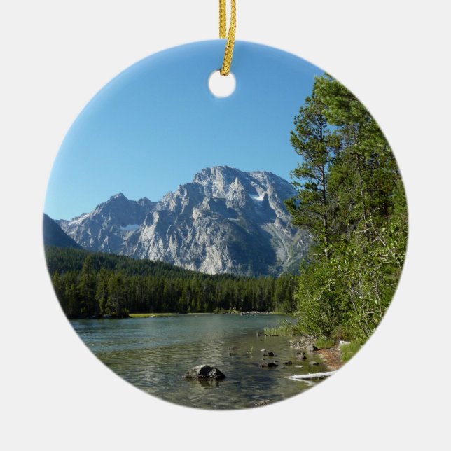 Leigh Lake at Grand Teton National Park Ceramic Tree Decoration (Front)