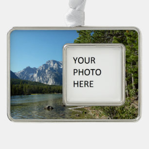 Leigh Lake at Grand Teton National Park Silver Plated Framed Ornament