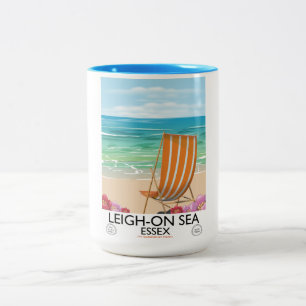 Leigh-on-Sea Essex seaside poster Two-Tone Coffee Mug