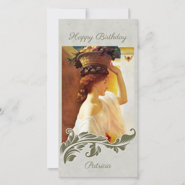 Leighton Girl basket of fruit CC1195 Birthday Card (Front)