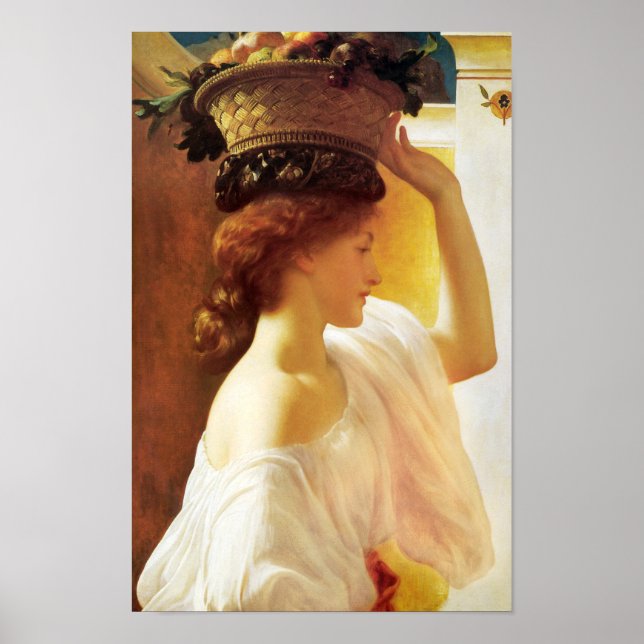 Leighton Girl with a basket fruit CC0673 Cardstock Poster (Front)