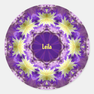 LEILA ~ Purple Yellow ~ Classic Round Sticker