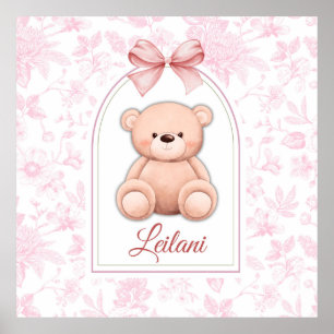 Leilani   Custom Pink Teddy Bear Nursery Design  Poster