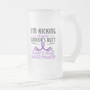 Leiomyosarcoma Kicking Cancer Butt Super Power Frosted Glass Beer Mug