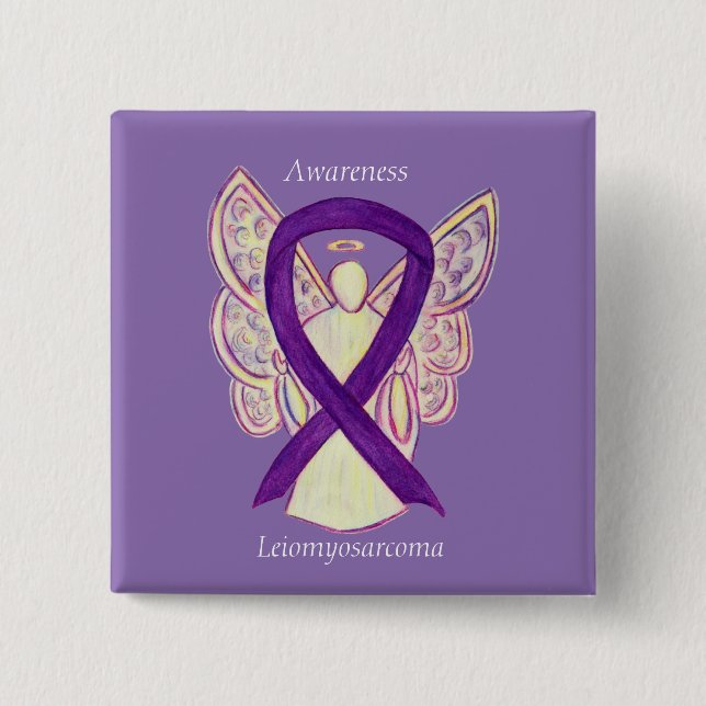 Leiomyosarcoma Purple Awarness Ribbon Angel Pin (Front)