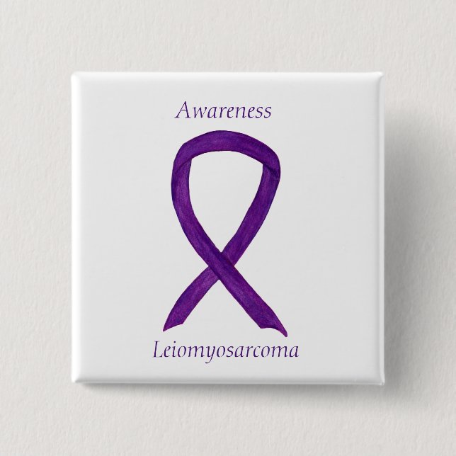 Leiomyosarcoma Purple Awarness Ribbon Custom Pin (Front)