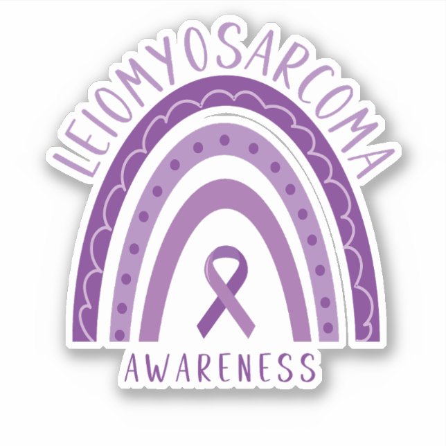 Leiomyosarcoma Purple Rainbow Ribbon Sticker (Front)