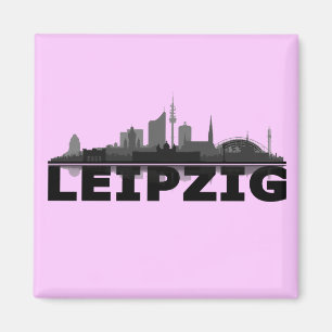 Leipzig City Skyline - refrigerator magnet / magne