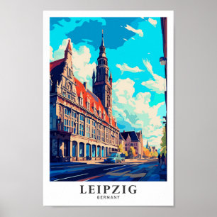 Leipzig Germany Art Vintage Travel Illustration Poster