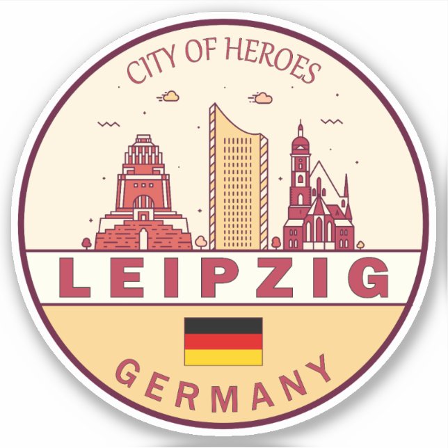 Leipzig Germany City Skyline Emblem (Front)