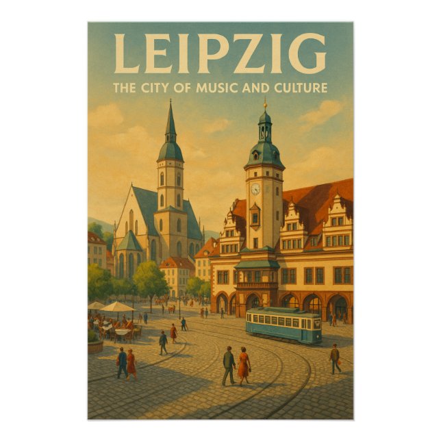 Leipzig, Germany Retro Travel Poster (Front)