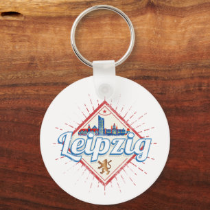 Leipzig Germany Saxony Retro Skyline Vintage Key Ring