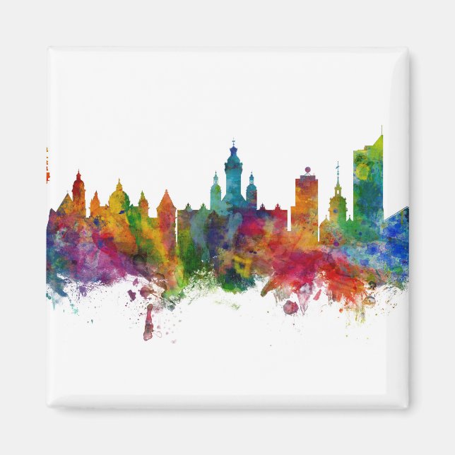 Leipzig Germany Skyline Magnet (Front)