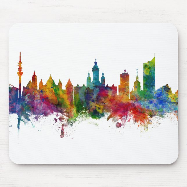 Leipzig Germany Skyline Mouse Mat (Front)